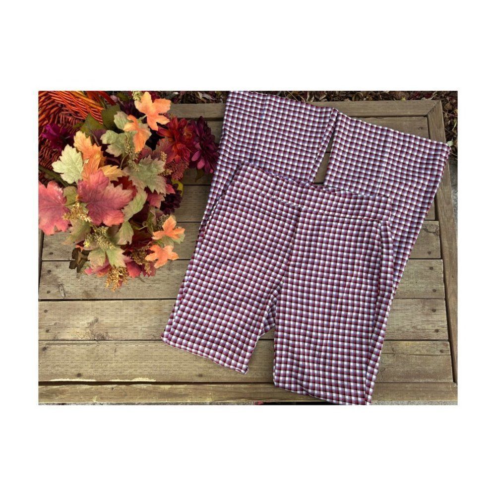 Modern Retro SFW Suitable For Work Plaid Flare Trousers High Waist Sz 2